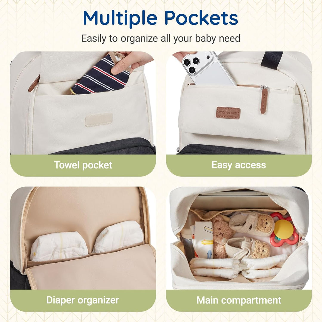 mommore Wickelrucksack, grosse, erweiterbare Wickeltasche für 2 Kinder/Zwillinge, strapazierfähige B