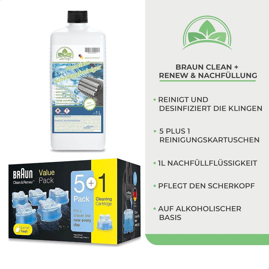 Original Braun Clean + Renew CCR Kartuschen + 1l JaTop Nachfüllung