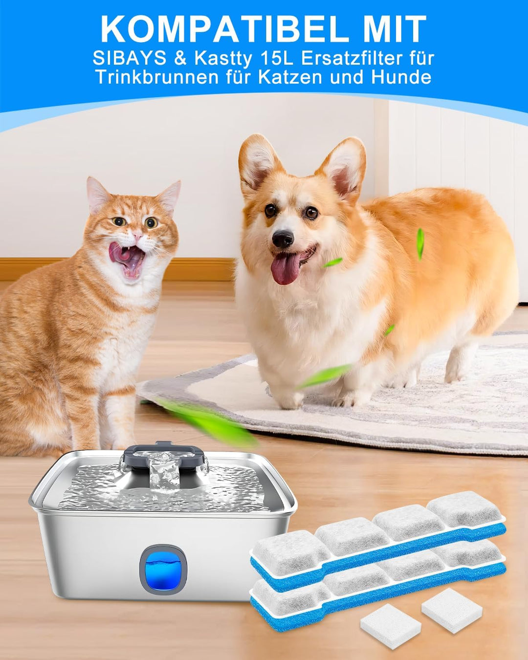 Haliya 12er-Set Ersatzfilter Katzenbrunnen Kompatibel mit SIBAYS & Kompatibel mit Kastty 15L/4Gal Tr