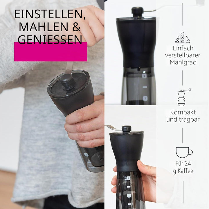Hario Mini Mühle Slim Plus Schwarz Mini Slim Schwarz
