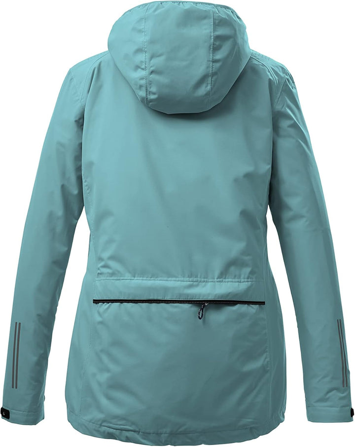 Killtec Damen Kos 25 Wmn Jckt Funktionsjacke mit einrollbarer Kapuze, packbar 36 aqua, 36 aqua
