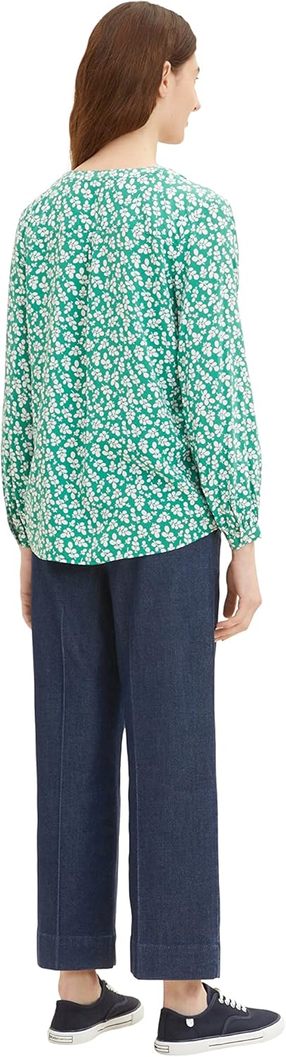 TOM TAILOR Damen Bluse mit Muster 34 31117 - Green Floral Design, 34 31117 - Green Floral Design