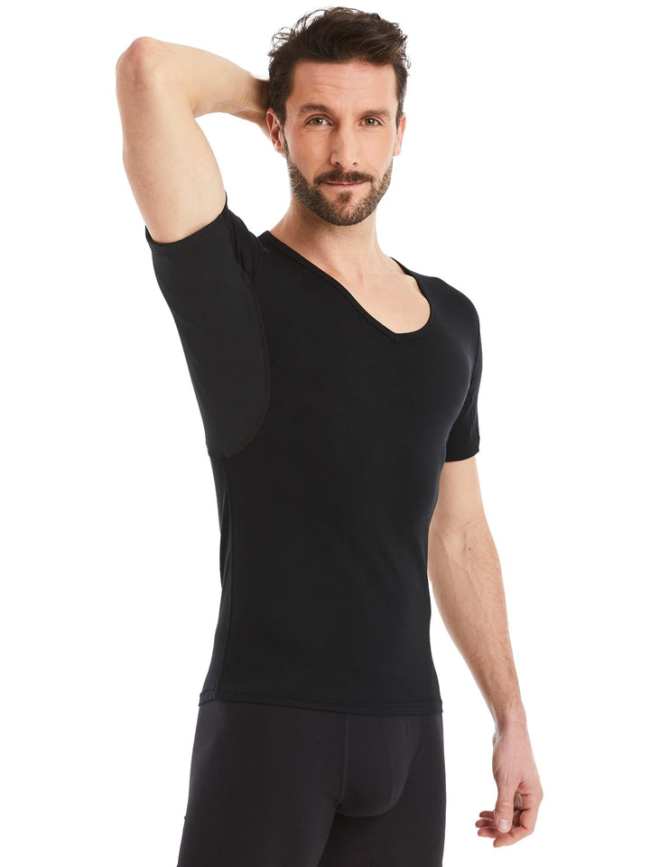 FINN Anti-Schweiss Shirt Herren mit V-Ausschnitt und integrierten Achselpads gegen Starkes Schwitzen