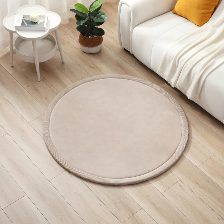 Wolkenweiche Samtmatte-Spielmatte Baby 120x120x2,5cm, beige – Kinderteppich mit hochwertigem Memory-