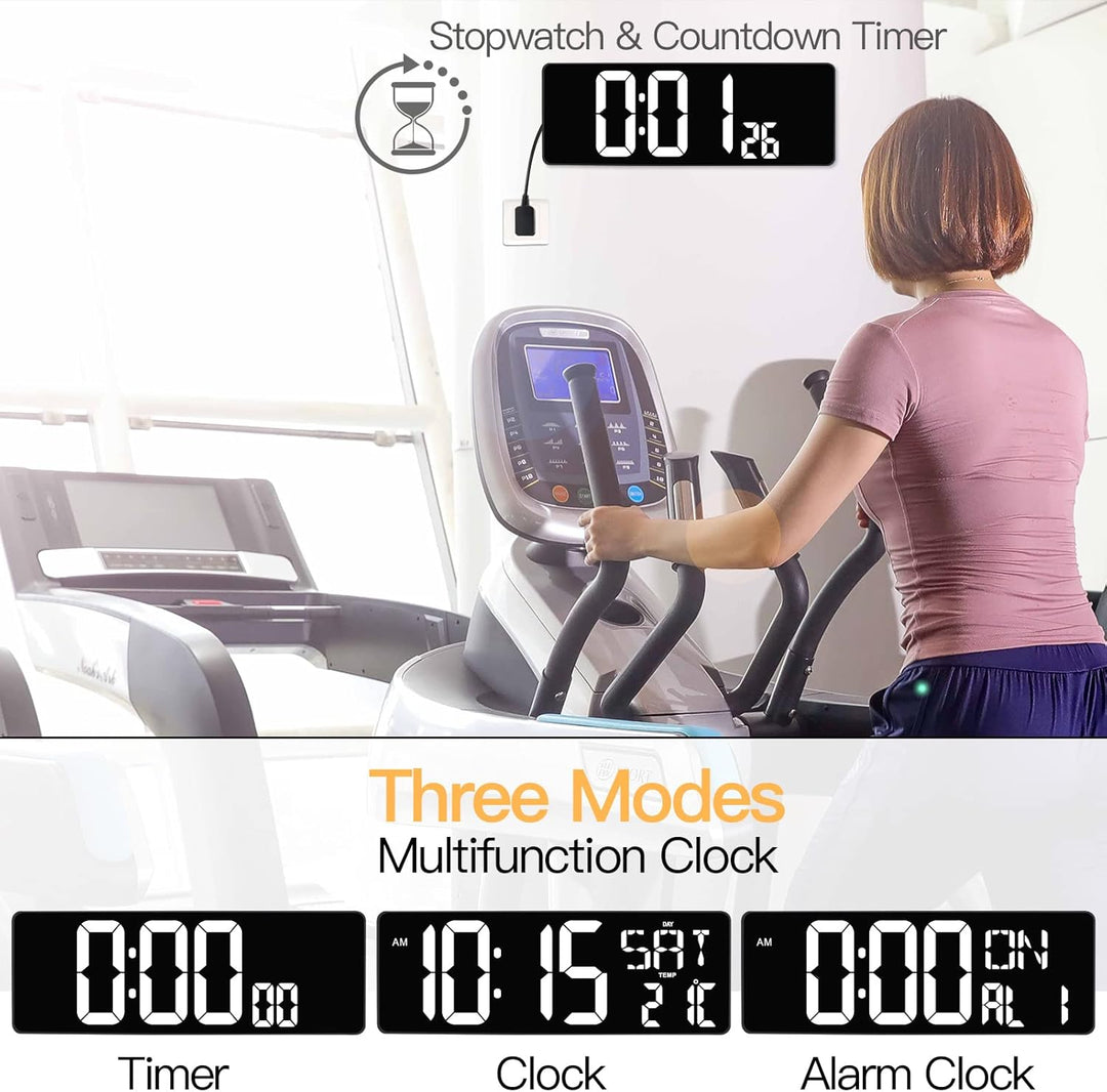XREXS Wanduhr Digitale Gross mit Fernbedienung, 16,5'' Wanduhr Digital Uhr mit LED-Display, Digitale