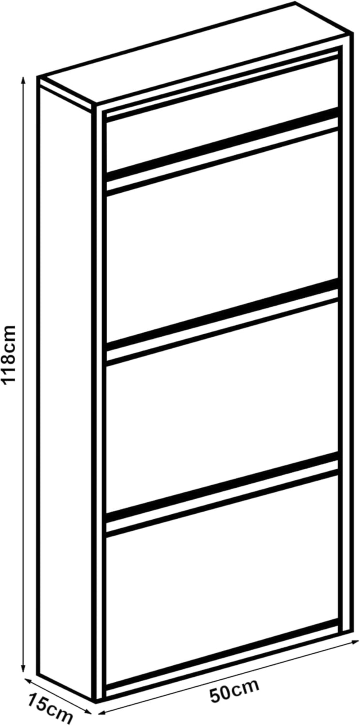 [en.casa] Schuhschrank Sokndal Schuhkipper mit 4 Klappen Metall Schuhkommode für 6 Paar Schuhe 118 x