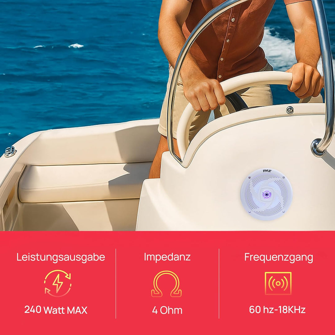 Pyle Marine Lautsprecher, 16,5 cm, 2-Wege, wasserfest 240 Watt Weiss, 240 Watt Wei&#xDF;