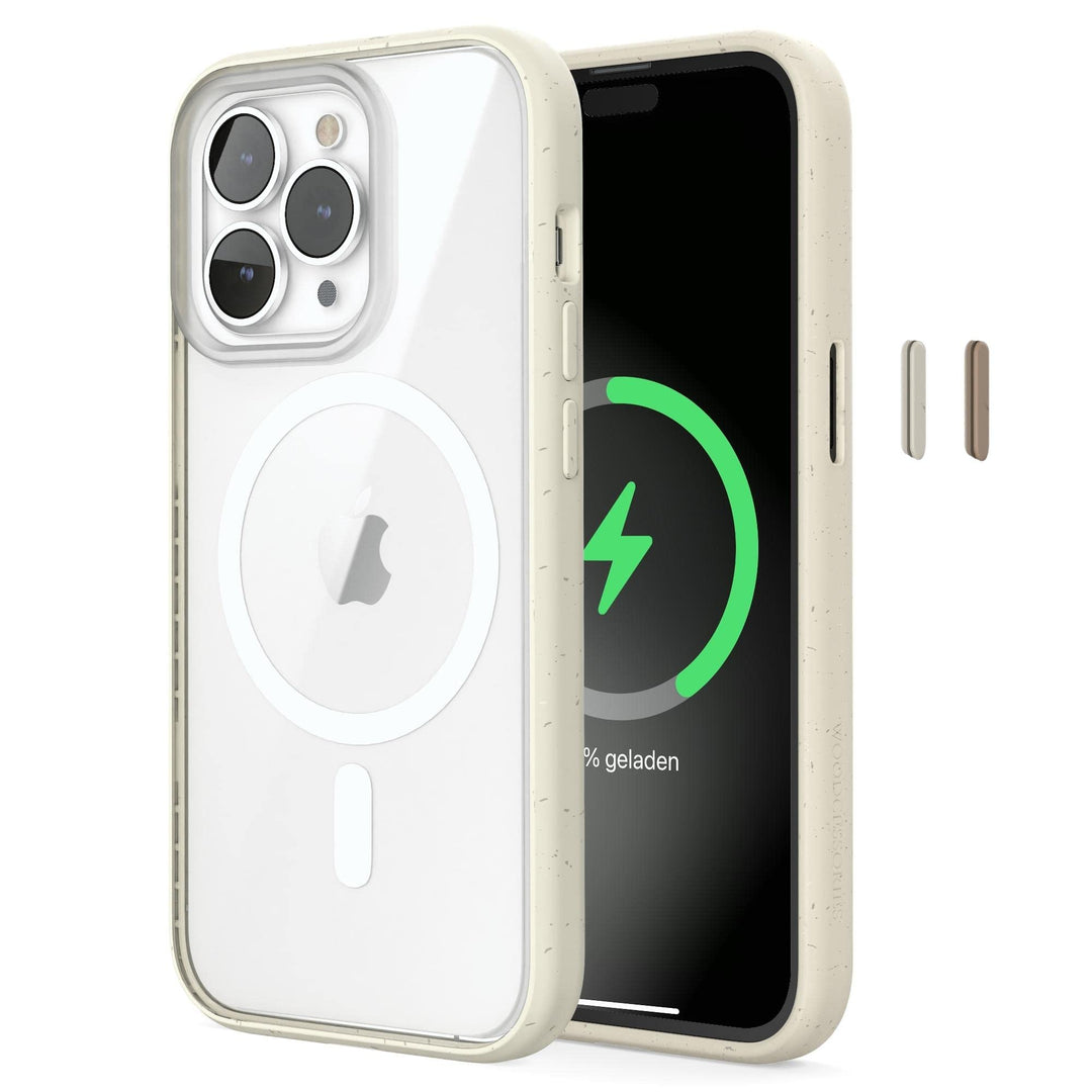 Woodcessories - Magnetisches Bio Clear Case transparent kompatibel mit iPhone 14 Pro Max Hülle durch