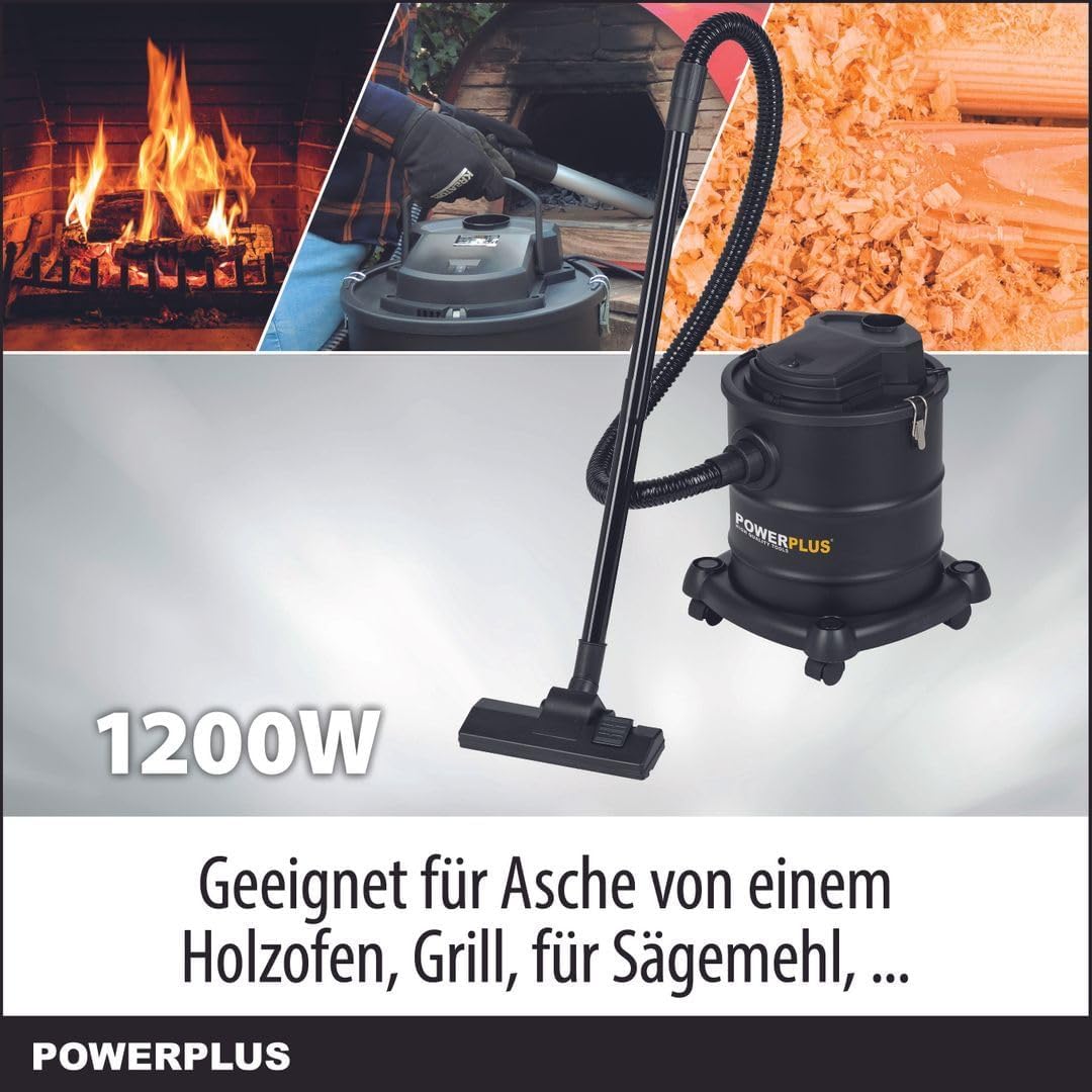 POWERPLUS Elektrische Aschesauger POWX308-1200W - 20L Auffangbehälter - Inkl. Zubehör - Inkl. Blasfu