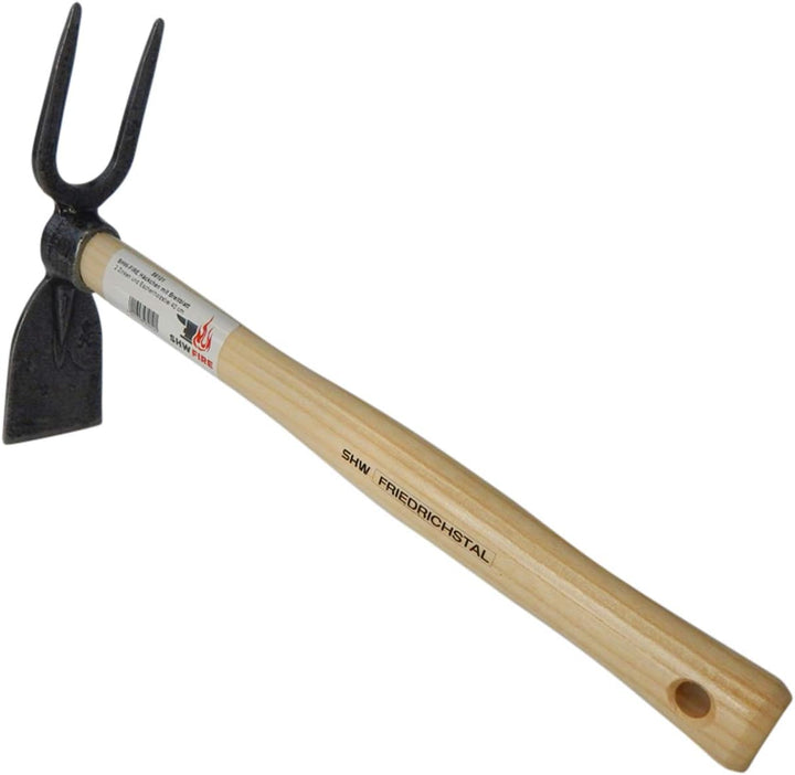 Handhacke, hochwertig geschmiedetes Breitblatt und 2 Zinken, 40 cm Kurzstiel für Gartenarbeit von SH