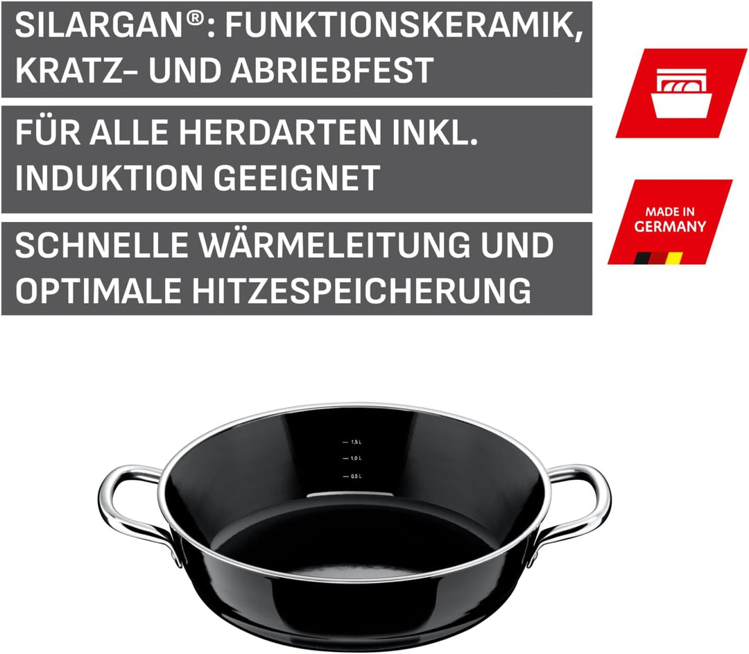 Silit Professional Servier-Schmorpfanne 28 cm, Bräter, Schmortopf 4,1l, Silargan Funktionskeramik, h