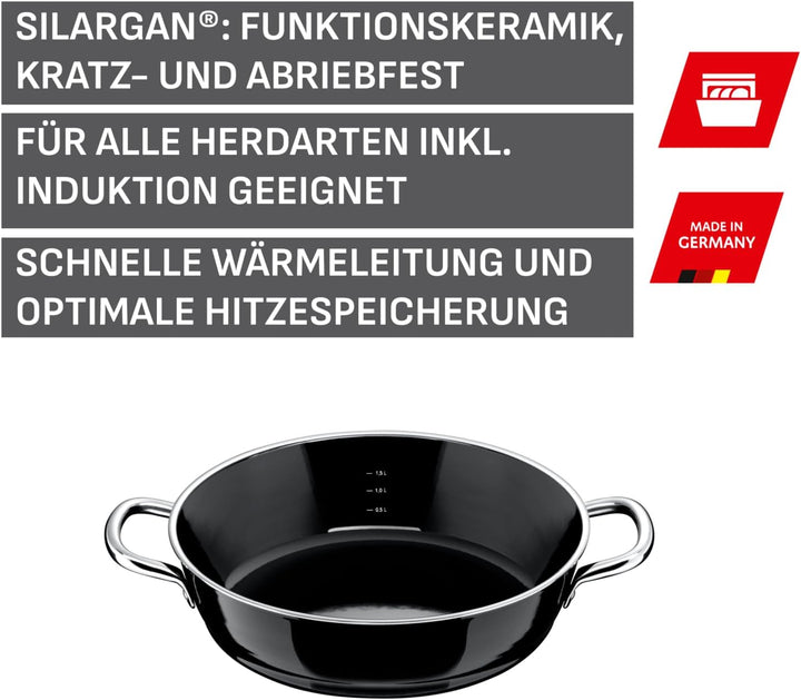 Silit Professional Servier-Schmorpfanne 28 cm, Bräter, Schmortopf 4,1l, Silargan Funktionskeramik, h