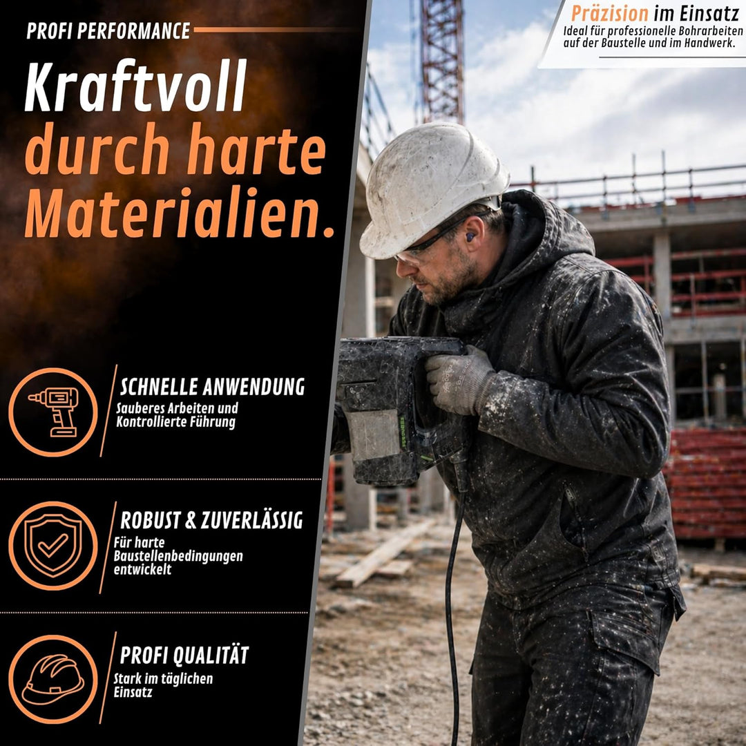 BTEC Premium Diamant Bohrkrone Beton Nutzlänge 180 mm, SDS-plus lang (200mm) Aufnahme und Zentrierbo