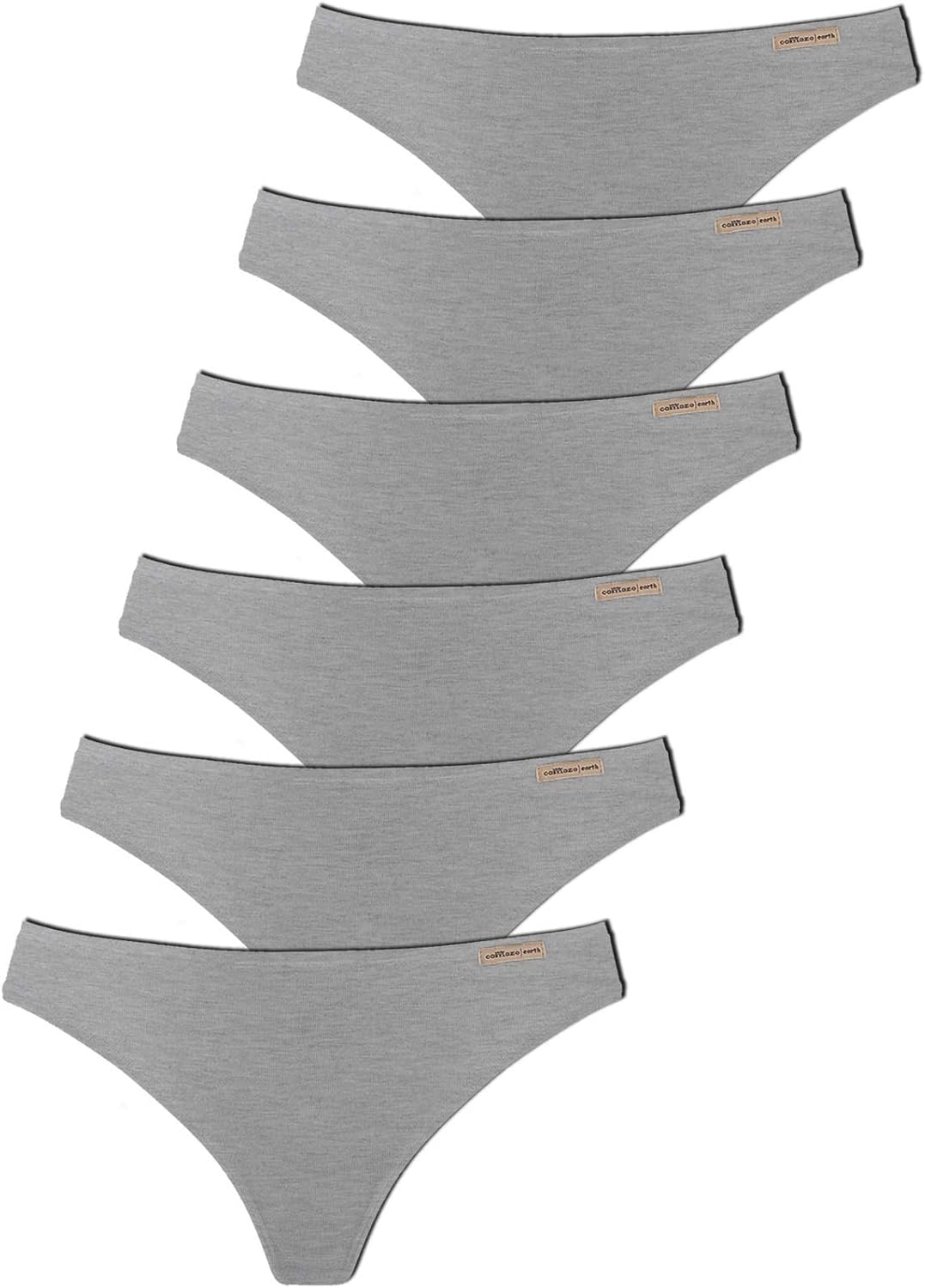 COMAZO Earth 6er Sparpack Damen String, Gr. 36-44 36 Grau-melange, 36 Grau-melange