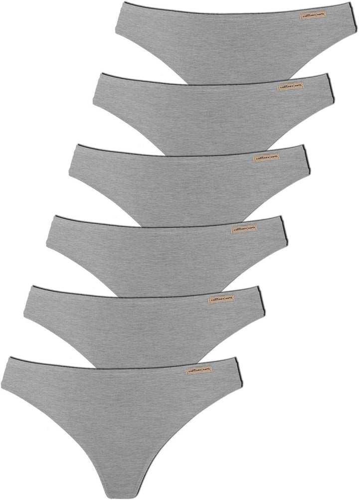 COMAZO Earth 6er Sparpack Damen String, Gr. 36-44 36 Grau-melange, 36 Grau-melange