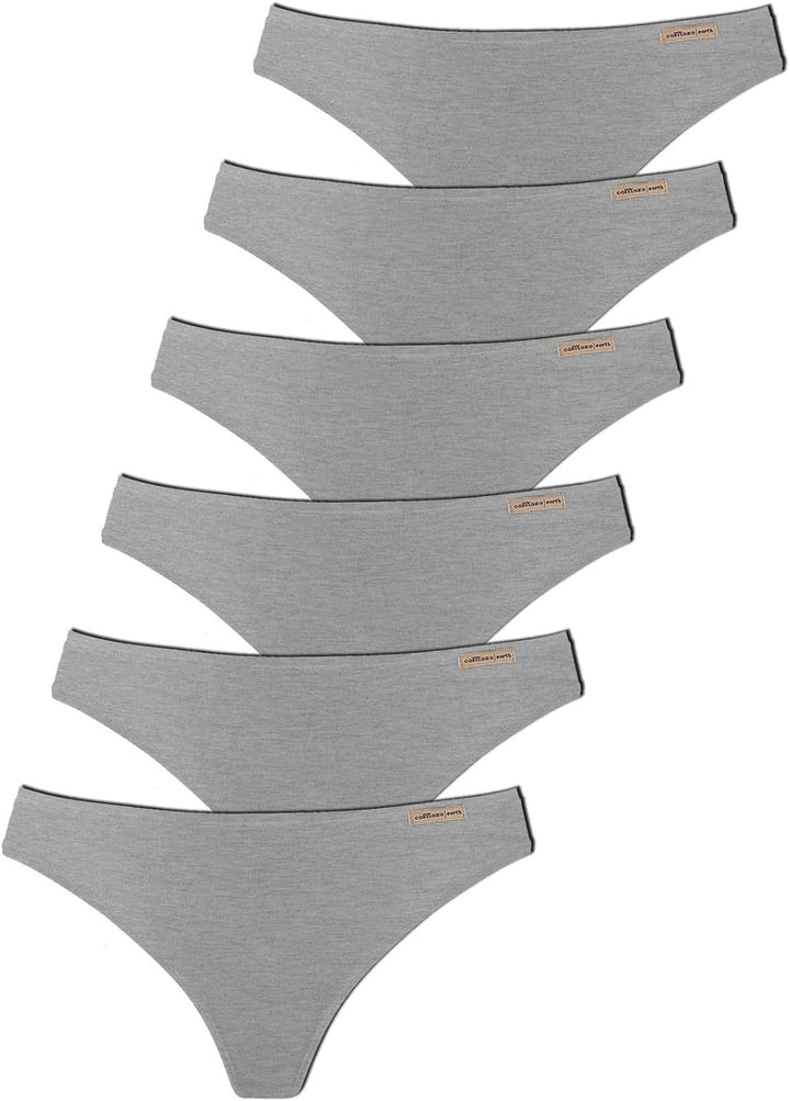 COMAZO Earth 6er Sparpack Damen String, Gr. 36-44 38 Grau-melange, 38 Grau-melange