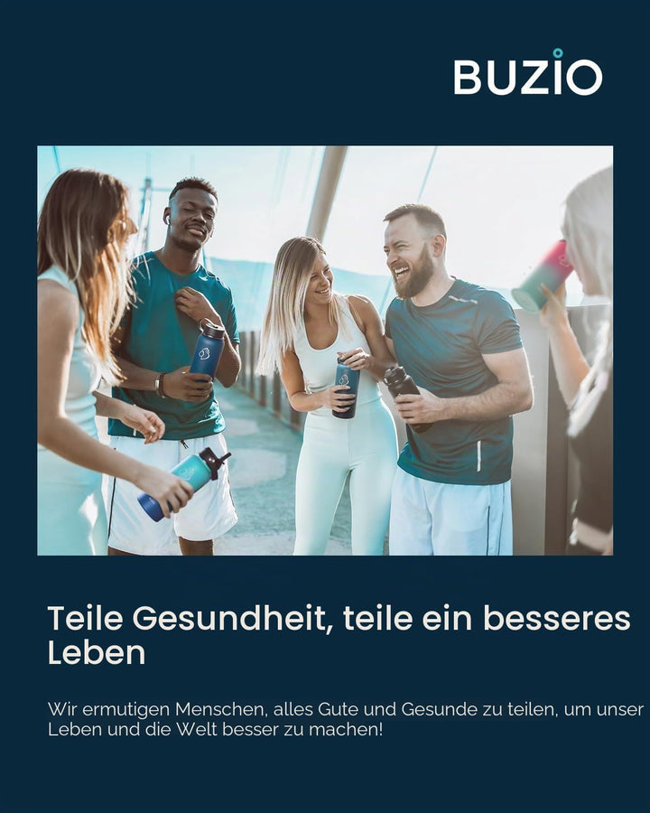 Trinkflasche Edelstahl 1l, BUZIO Edelstahl Trinkflasche 1l mit Strohdeckel Flexkappe kalt für 48 Stu