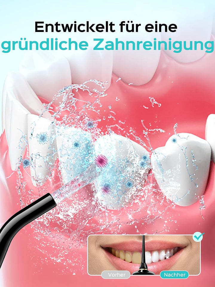 Munddusche Kabellos Tragbar Elektrische Zahnreiniger: COSLUS 10 Stufen Sanfte Steuerung &amp; 300ML Wass