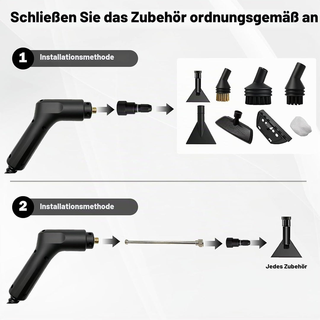 Timisea Professionaler Dampfreiniger für Alles - 15 Sekunden Schnellaufhezung, 360° Heizung, Kraftvo