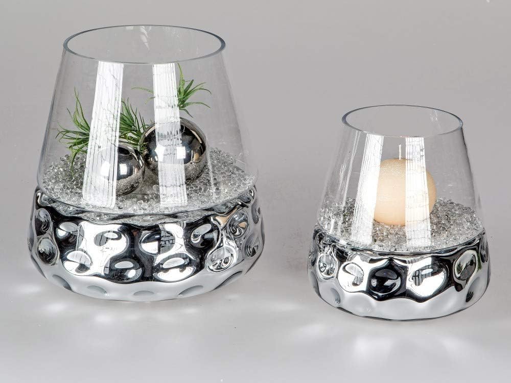Formano Windlicht 'Dots', 27 cm, Silber-klar