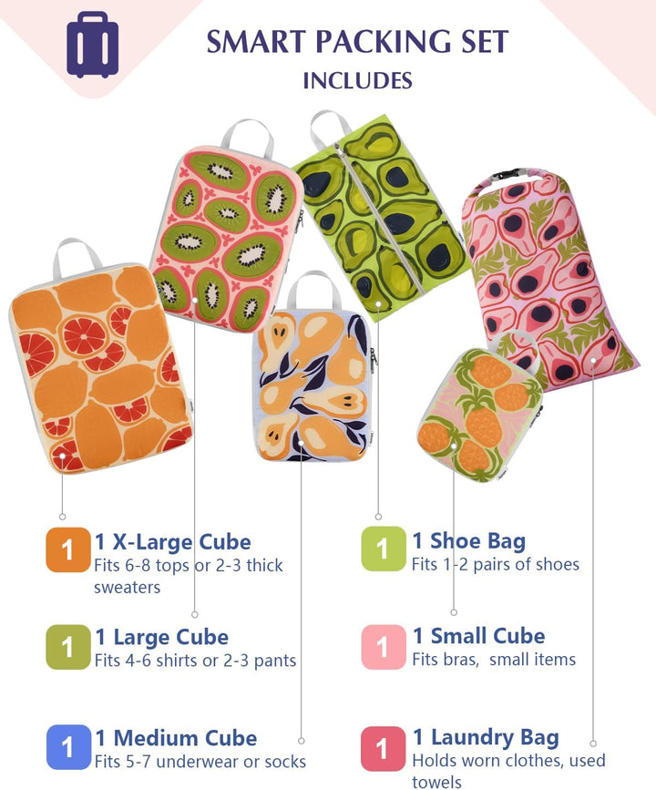 Gonex Compression Packing Cubes 6er Set, Gonex Kleidertaschen 6-teilig Verpackungswürfel, Kleidertas
