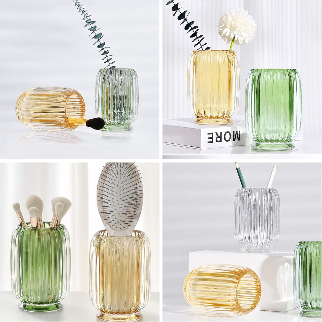 DASITON Make up Pinsel Aufbewahrung,Pinselhalter Kosmetik Aufbewahrung aus Glas,Kristall Pinselhalte