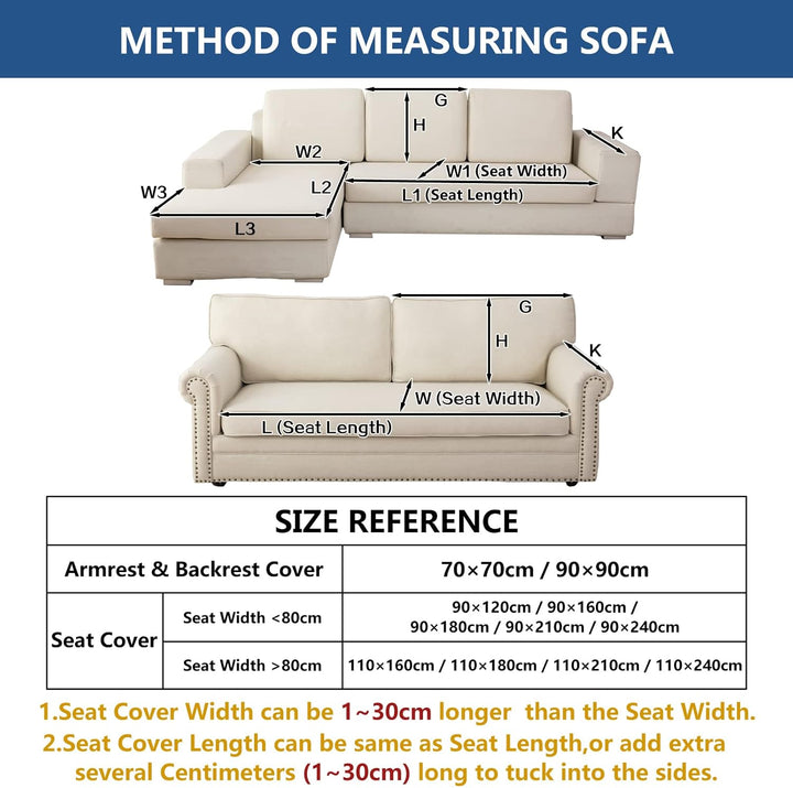 Eismodra Dekokissen,Sofabezug 3 Sitzer,Anti-Rutsch-Couch Überzug für L Form Sofaschoner Chaiselongue