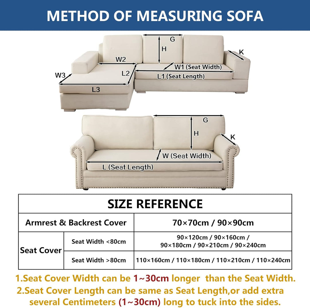 Eismodra Dekokissen,Sofabezug 3 Sitzer,Anti-Rutsch-Couch Überzug für L Form Sofaschoner Chaiselongue