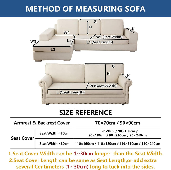 Eismodra Dekokissen,Sofabezug 3 Sitzer,Anti-Rutsch-Couch Überzug für L Form Sofaschoner Chaiselongue