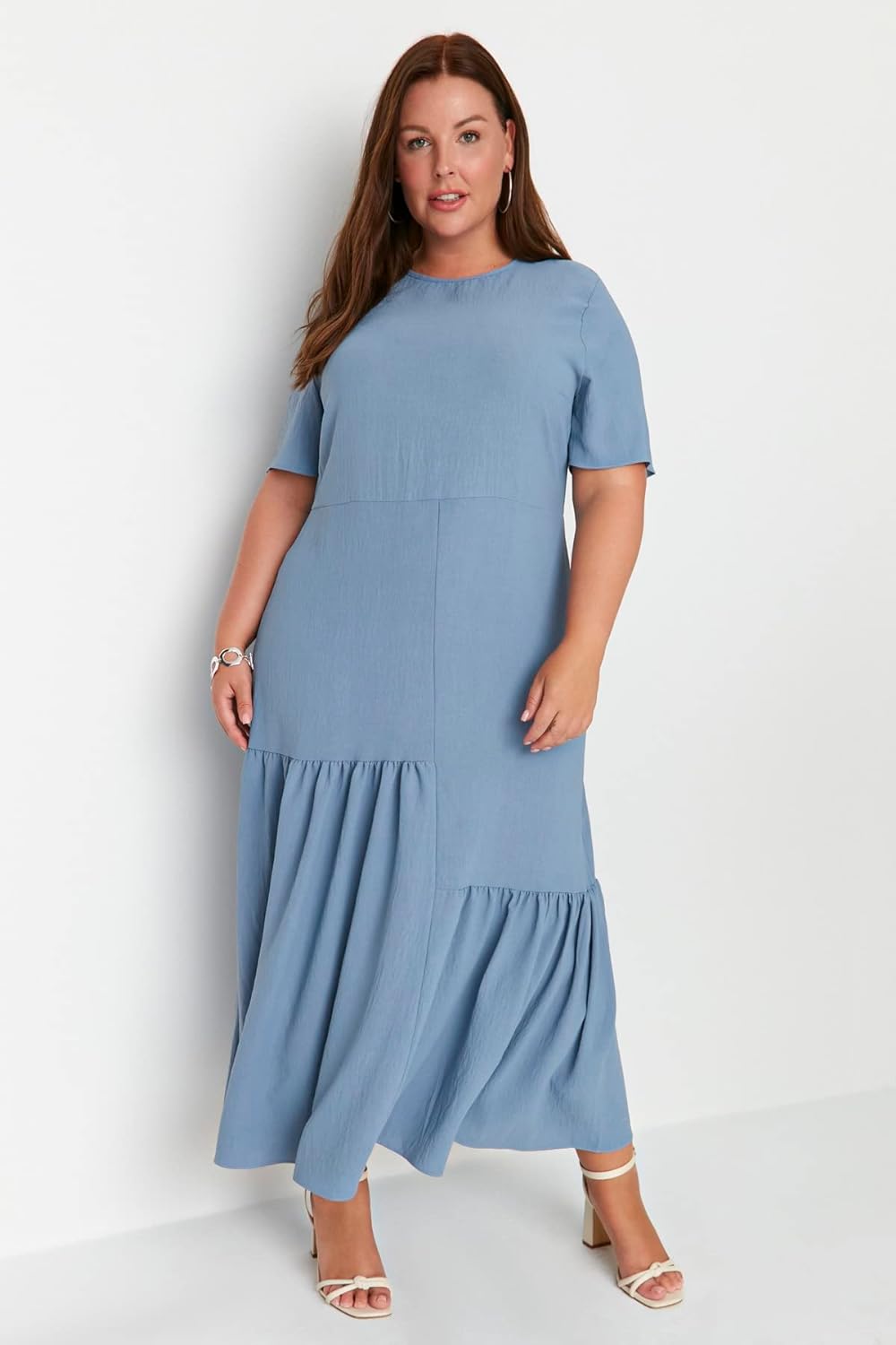 Trendyol Maxi Ruffle Hem Regular Plus Size Dress Kleid,