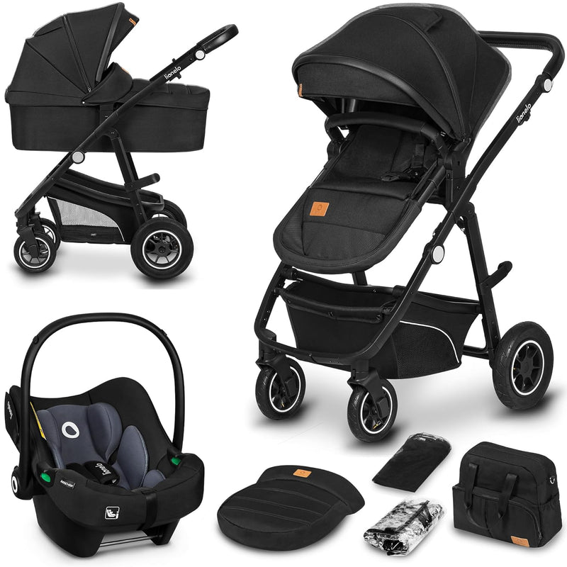 LIONELO BIANKA Kinderwagen 3 in 1 bis 22 kg Babywanne Autositz, Zusammenlegbar, Reise-System, Einste