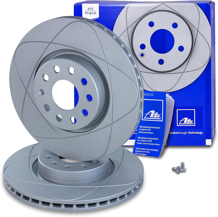 ATE Bremsenset Vorderachse inkl. PowerDisc Bremsscheiben vorne Ø 312 mm belüftet und Bremsbeläge vor