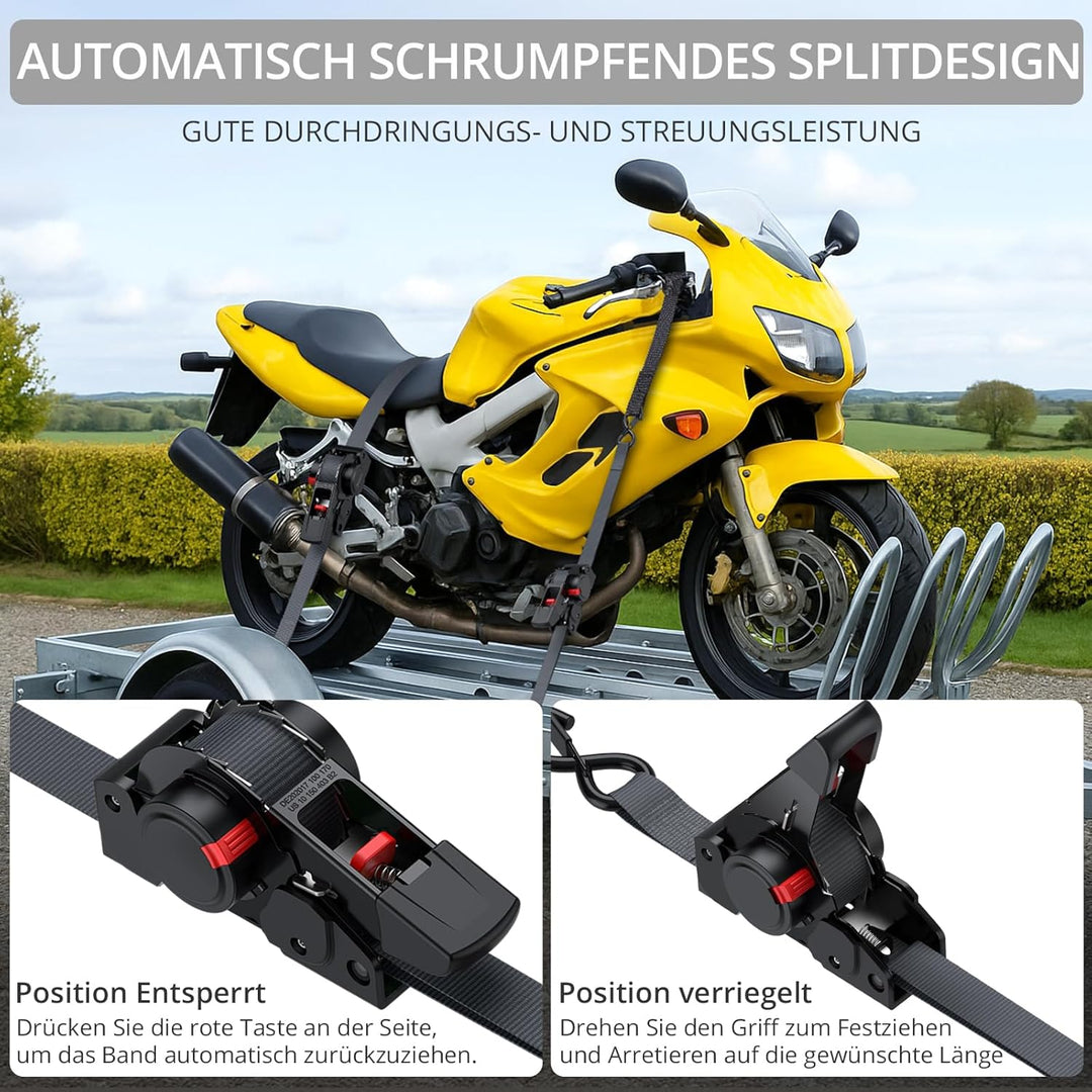Justech 2 einziehbare Selbstaufrollende Spanngurte Ratschengurte, 3,5m Länge, 2,5cm Breite, Bruchfes