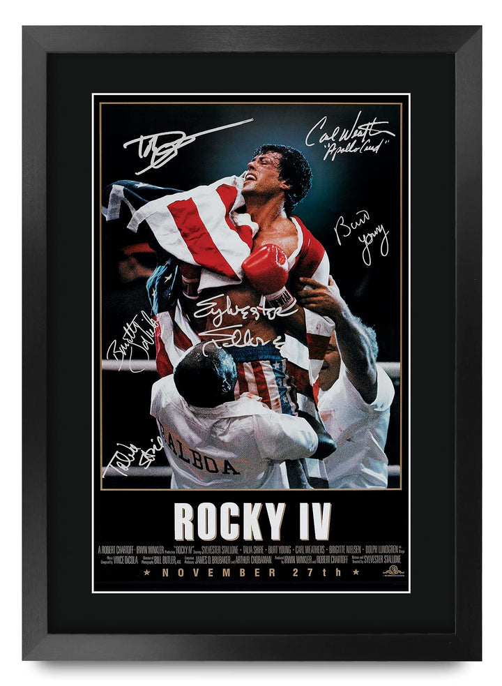 HWC Trading Rocky IV The Cast Rocky 4 Sylvester Stallone Dolph Lundgren Gifts Poster mit Autogramm f
