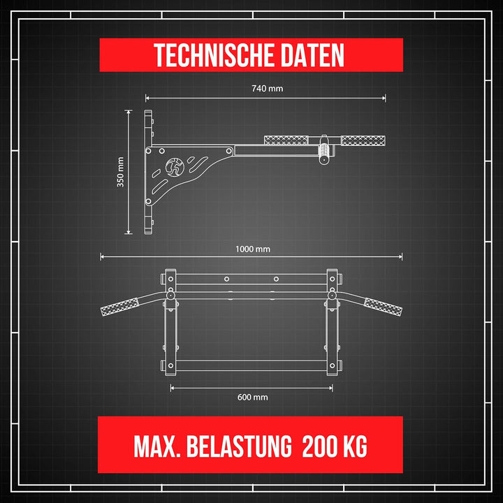 K-Sport: Klimmzugstange zur Wandmontage mit Pull-Up Bar & 3 verschiedenen Griffen I Klimmzugturm für