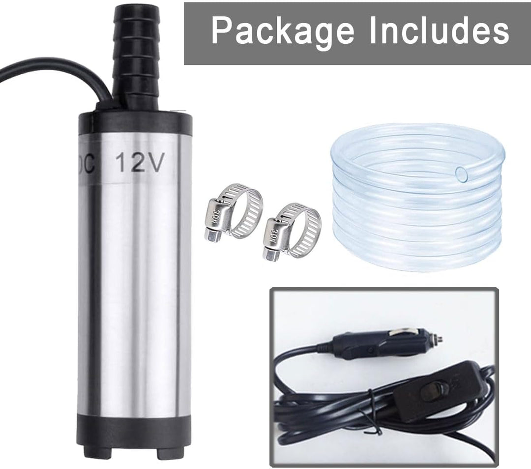 CHUKCHI 12V DC Tauchpumpe, 38mm Elektrische Wasserpumpe für Wasser, Öl, Diesel & Kraftstoff, Zigaret
