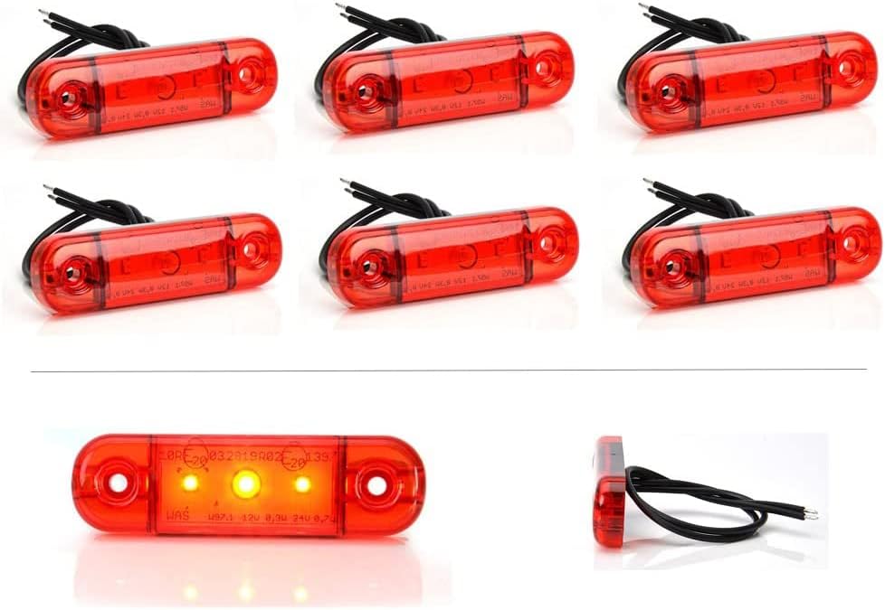 LED-MARTIN® 6er Sparset Umrissleuchte ROT 12V/24V Begrenzungsleuchte Positionsleuchte dünn