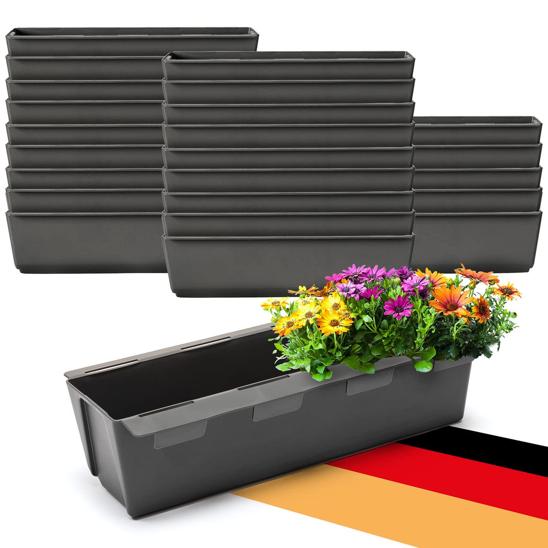 BigDean 24er Set Paletten Blumenkästen - Einsatz - mit Hängesystem zum Einhängen - 37cm anthrazit -