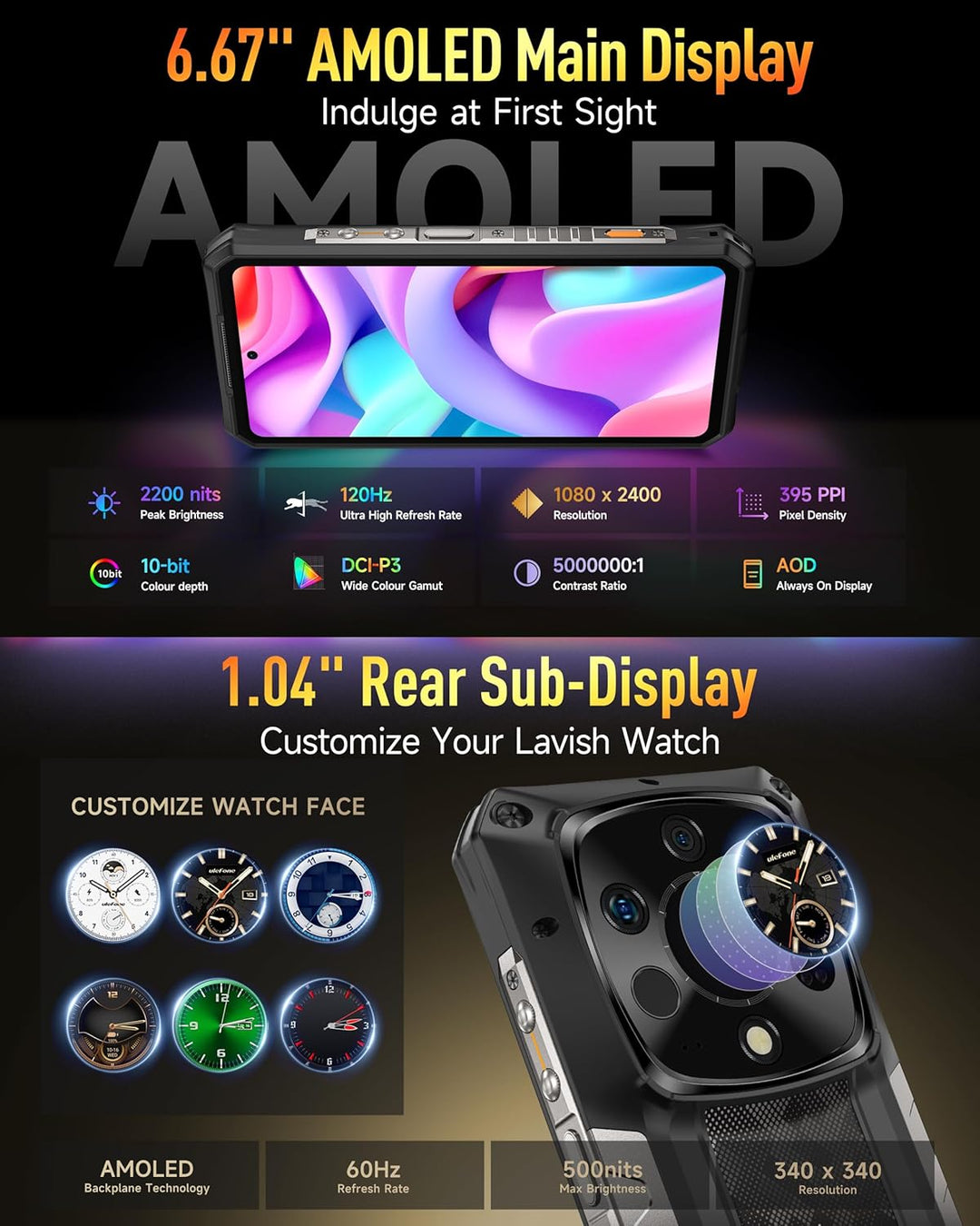 Ulefone Armor 28 Ultra 5G Outdoor Handy AI Smartphone mit Wärmebildkamera, 32GB+1TB, Dimensity 9300+