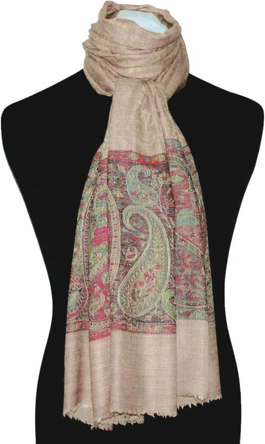 Lorenzo Cana - Damen Kaschmirschal - 100% Kaschmir - jacquard gewebtes Tuch, 70 x 200 cm, beige, Sch
