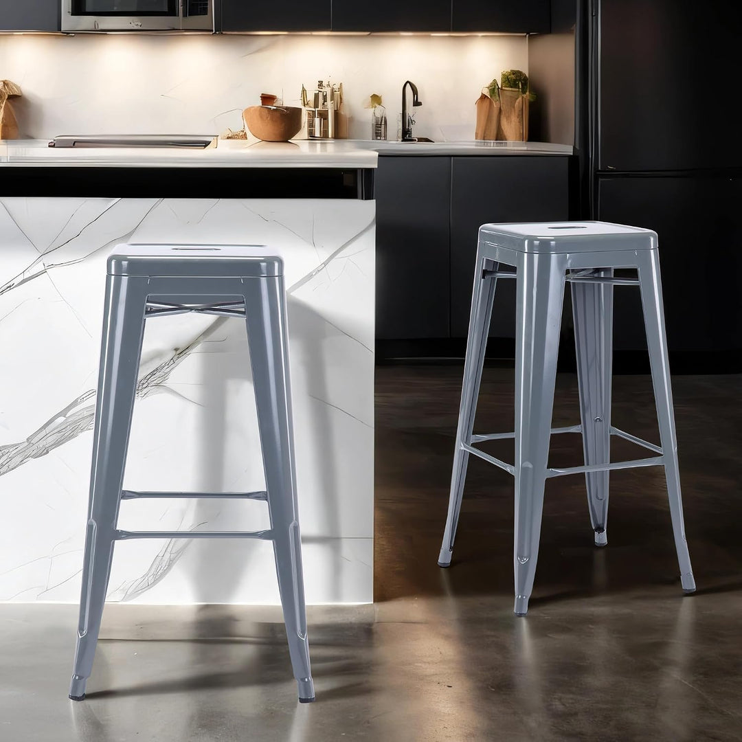 Duhome Barhocker Eisen Barstuhl, Sitzhöhe 76cm Tresenhocker, Stapelbar Metall Bistrohocker mit Fusss