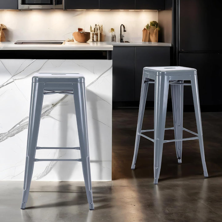 Duhome Barhocker Eisen Barstuhl, Sitzhöhe 76cm Tresenhocker, Stapelbar Metall Bistrohocker mit Fusss
