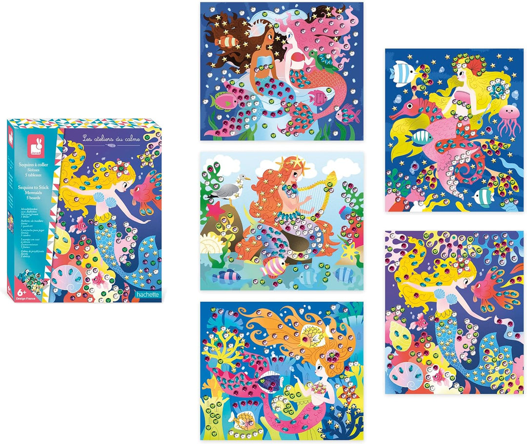 Janod - Pailletten-Bastelset Meerjungfrauen - Les Ateliers du Calme - Kreatives Hobby Kinder - Feinm