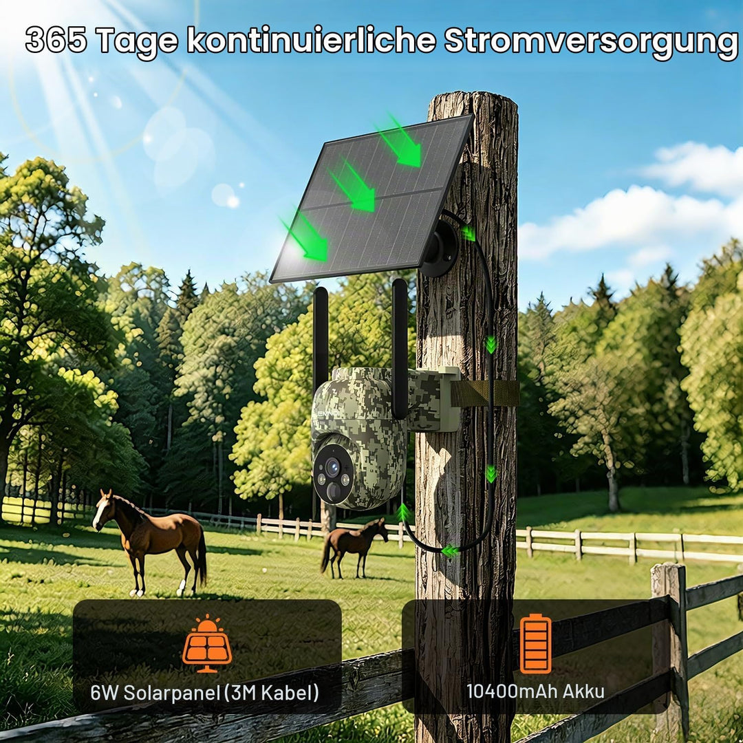 Lemnoi Solar Wildkamera Ohne WLAN, 4G LTE Überwachungskamera Aussen mit vorinstallierter SIM-Karte,
