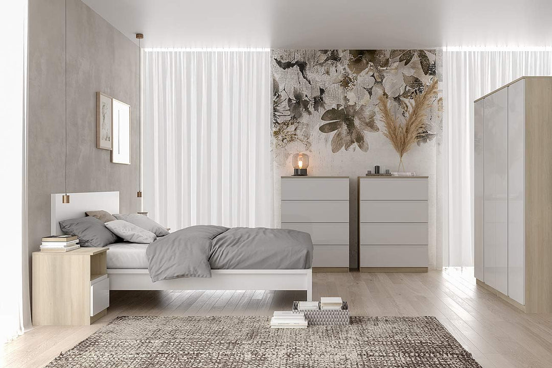 Iconico Home MIK Modern, Nachttisch mit Tagesfach und Schublade mit Rollschienen, mit integriertem G