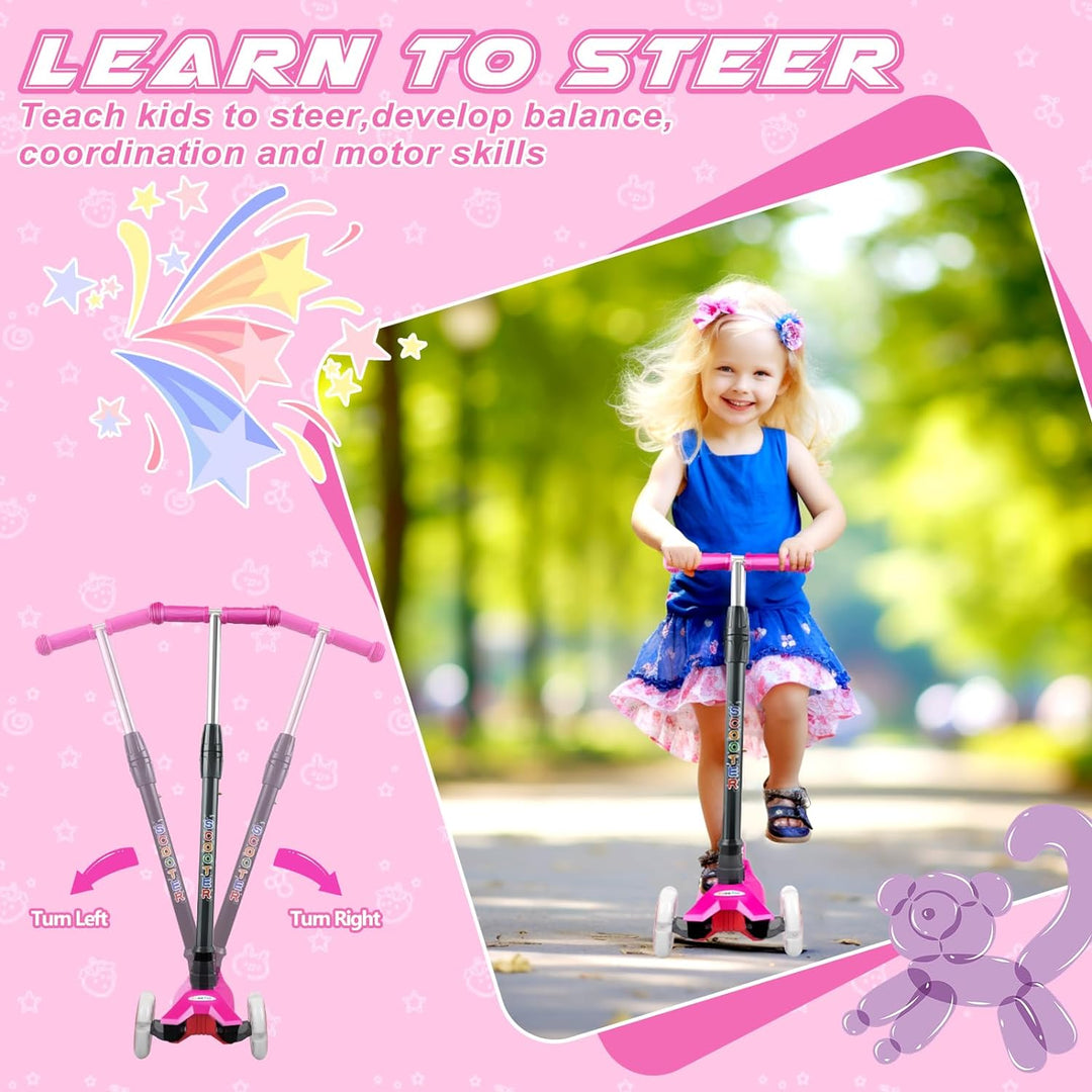 KORIMEFA Scooter Kinder Roller, Dreiradscooter mit PU LED Räder, Leuchtenden Räder, Faltbarer Höhenv