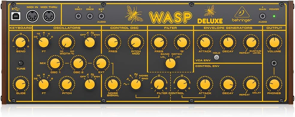 Behringer Wasp Deluxe Legendärer analoger Synthesizer mit Dual OSCs, Multi-Mode VCF, 16-stimmiger Po