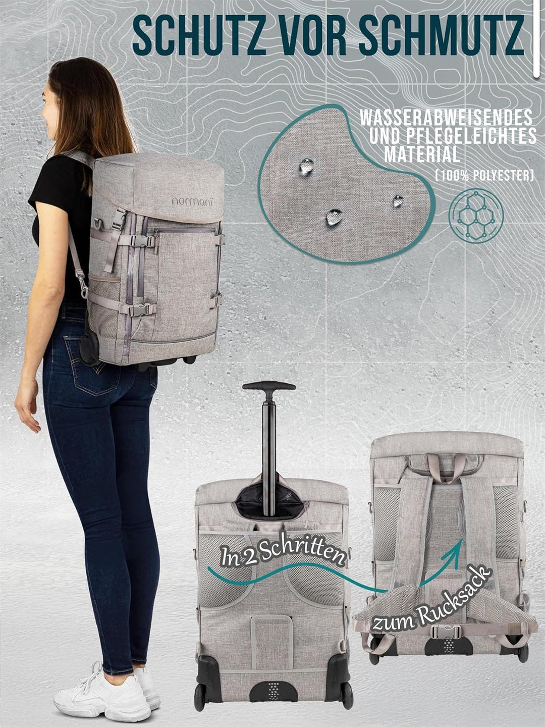 normani Backpacker Reisetaschen-Rucksack Reiserucksack mit Trolleyfunktion mit Frontloader und Handg