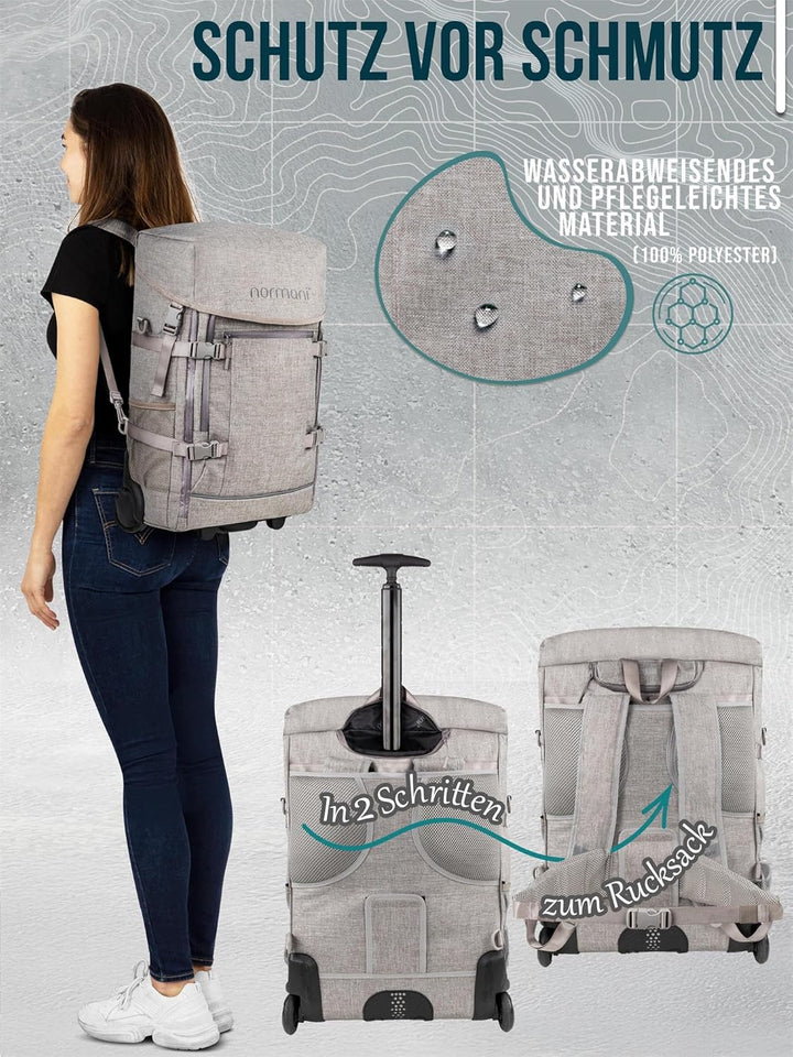 normani Backpacker Reisetaschen-Rucksack Reiserucksack mit Trolleyfunktion mit Frontloader und Handg