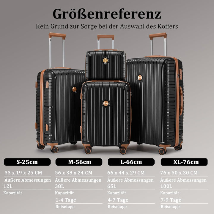 Joyway Kofferset 6tlg Hartschale Leicht PP mit 4 Rollen und TSA-Schloss Der Gepäcksets Enthält 1 Kos